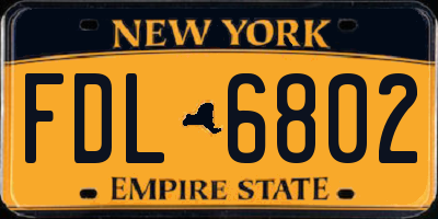 NY license plate FDL6802