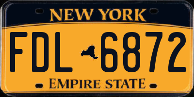 NY license plate FDL6872