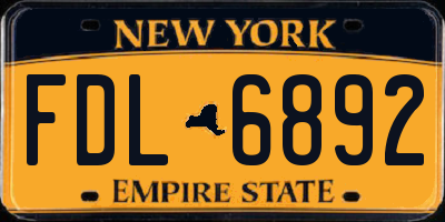 NY license plate FDL6892