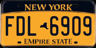 NY license plate FDL6909