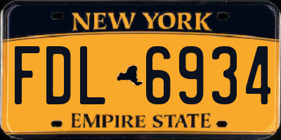 NY license plate FDL6934