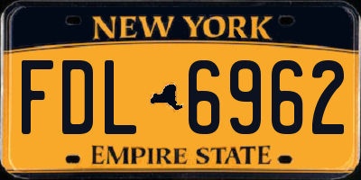 NY license plate FDL6962