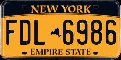 NY license plate FDL6986