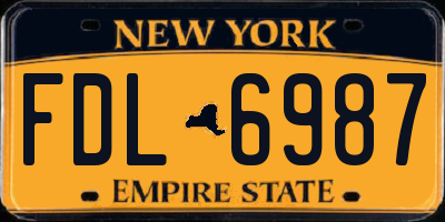 NY license plate FDL6987