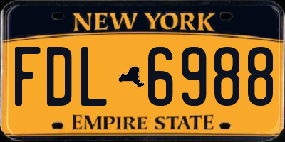 NY license plate FDL6988