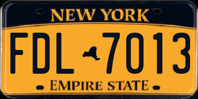 NY license plate FDL7013
