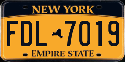 NY license plate FDL7019