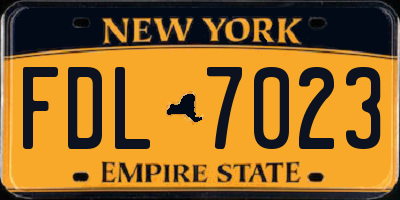 NY license plate FDL7023