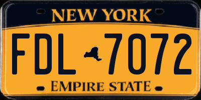 NY license plate FDL7072