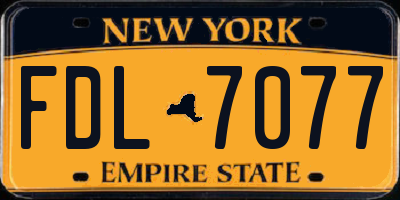 NY license plate FDL7077