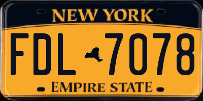 NY license plate FDL7078