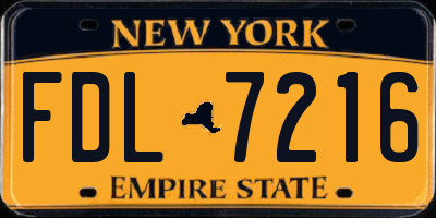 NY license plate FDL7216