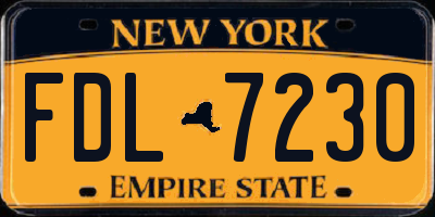 NY license plate FDL7230