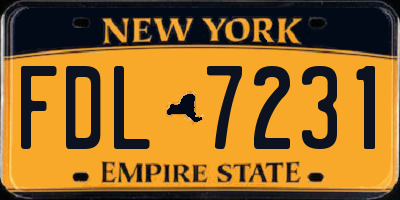 NY license plate FDL7231