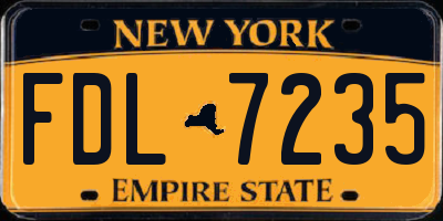 NY license plate FDL7235