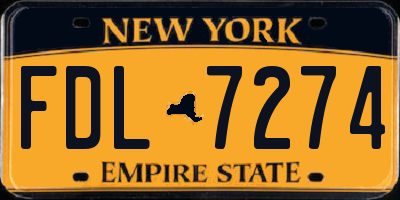 NY license plate FDL7274