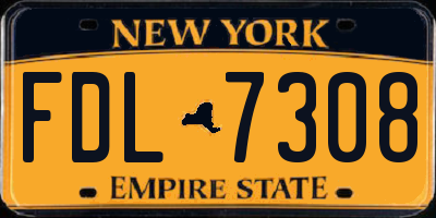 NY license plate FDL7308