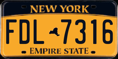 NY license plate FDL7316