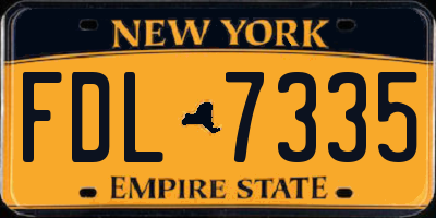 NY license plate FDL7335