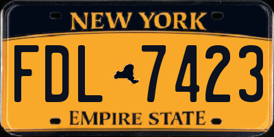 NY license plate FDL7423