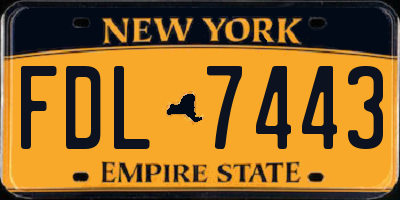 NY license plate FDL7443