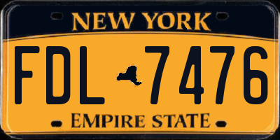 NY license plate FDL7476