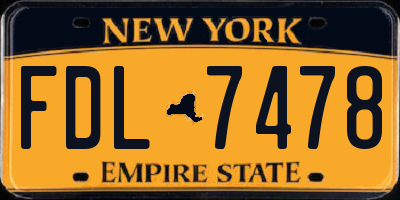 NY license plate FDL7478