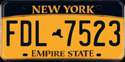 NY license plate FDL7523