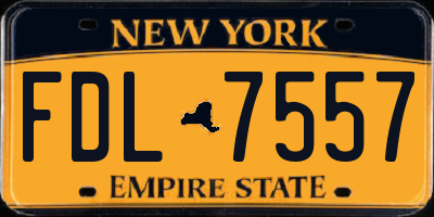 NY license plate FDL7557
