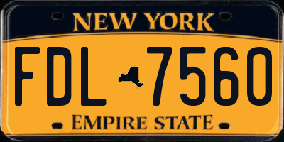 NY license plate FDL7560