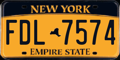 NY license plate FDL7574