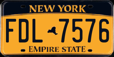 NY license plate FDL7576