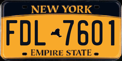 NY license plate FDL7601