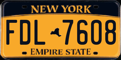 NY license plate FDL7608