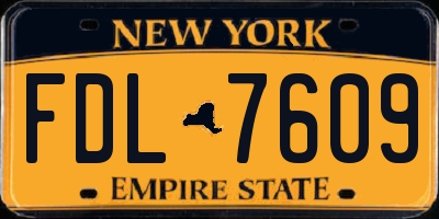 NY license plate FDL7609