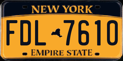 NY license plate FDL7610
