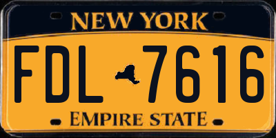 NY license plate FDL7616