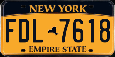 NY license plate FDL7618