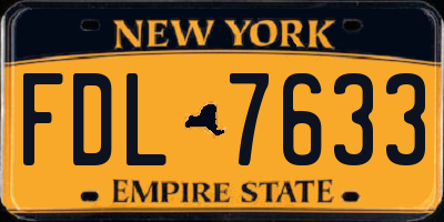 NY license plate FDL7633