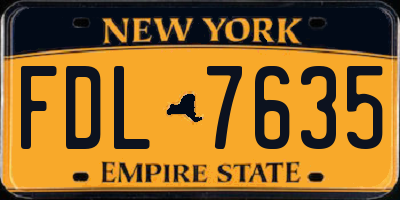 NY license plate FDL7635