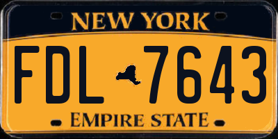 NY license plate FDL7643