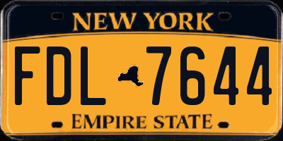 NY license plate FDL7644