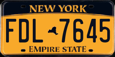 NY license plate FDL7645