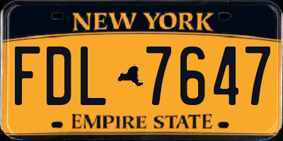 NY license plate FDL7647