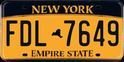 NY license plate FDL7649