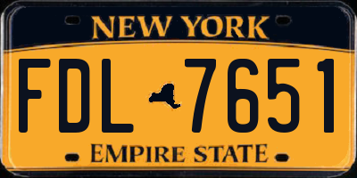 NY license plate FDL7651