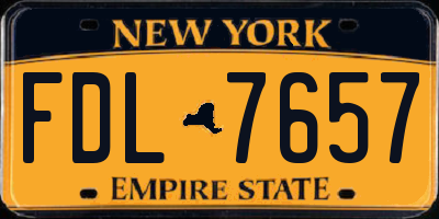 NY license plate FDL7657