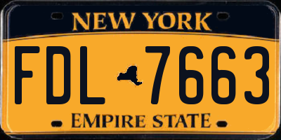 NY license plate FDL7663