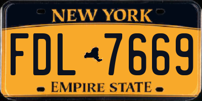 NY license plate FDL7669