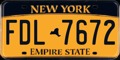 NY license plate FDL7672